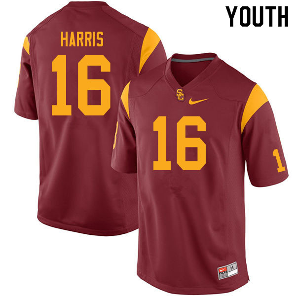 Youth #16 Scott Harris USC Trojans College Football Jerseys Sale-Cardinal